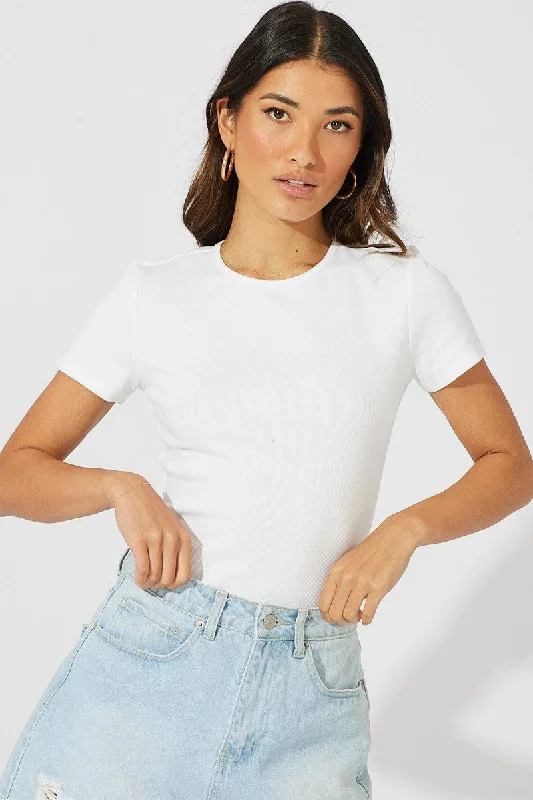 Early Access White Longline T Shirt Short Sleeve Crew Neck