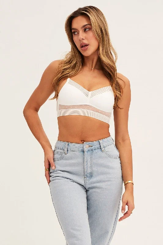 Markdowns White Mesh Bralette