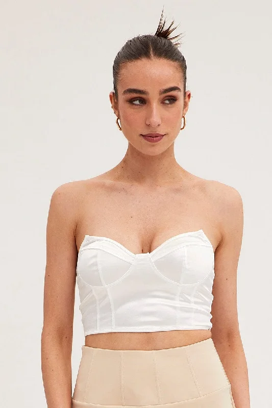 Hurry In White Plain Corset Top