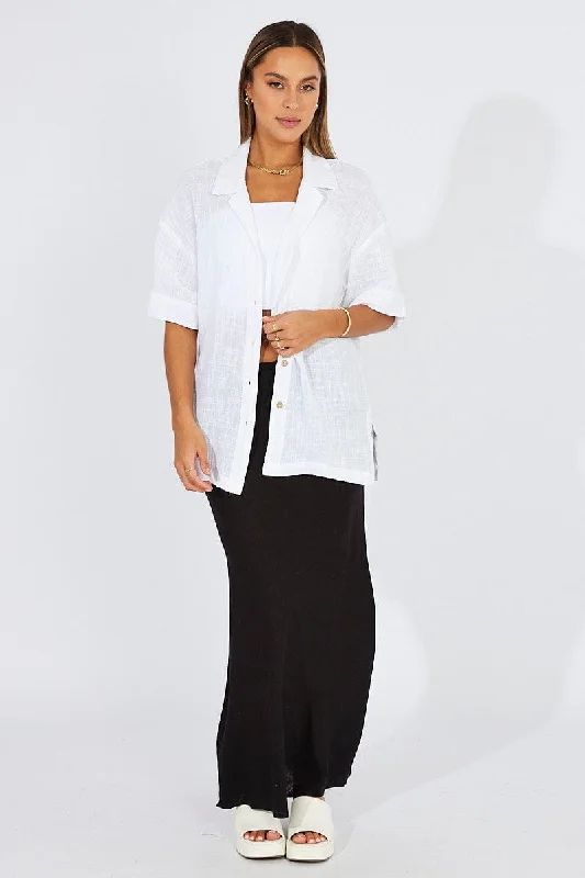 Amazing Deals White Shirt Short Sleeve Collared Neck