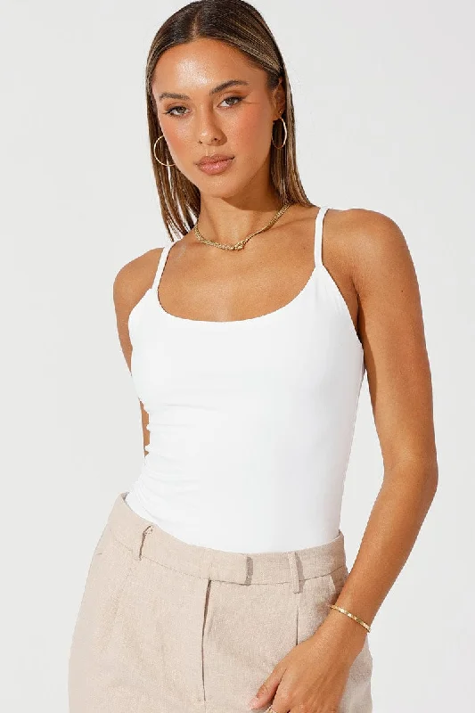 Huge Discounts White Singlet Bodysuit