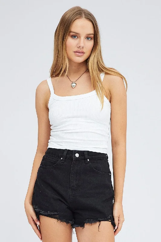 Big Savings White Singlet Top Scoop Neck