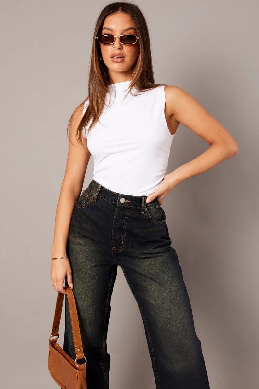 While Supplies Last White Sleeveless Top Side Ruched