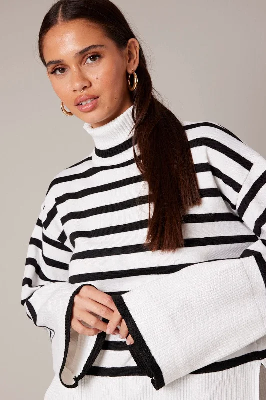 Season Finale Sale White Stripe Knit Jumper