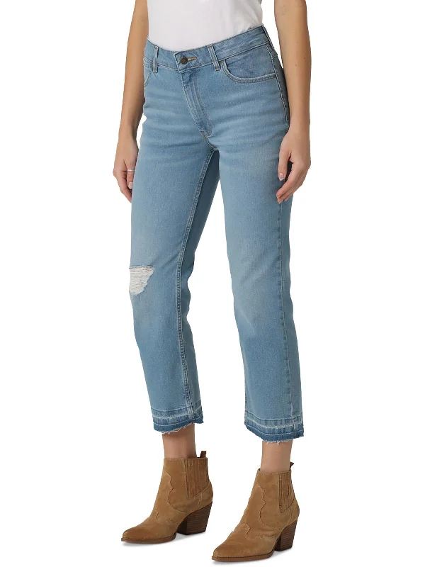 Act Fast Womens High Rise Light Wash Straight Leg Jeans