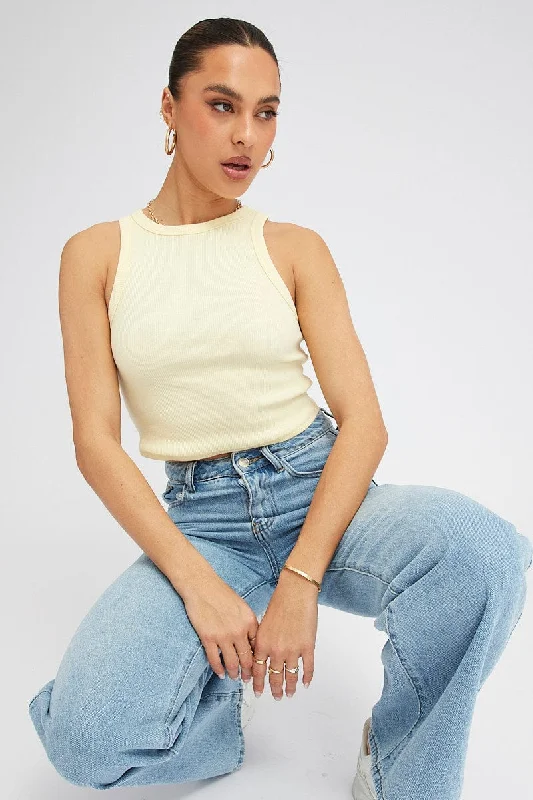 Special Discount Yellow Tank Top Sleeveless Crew Neck