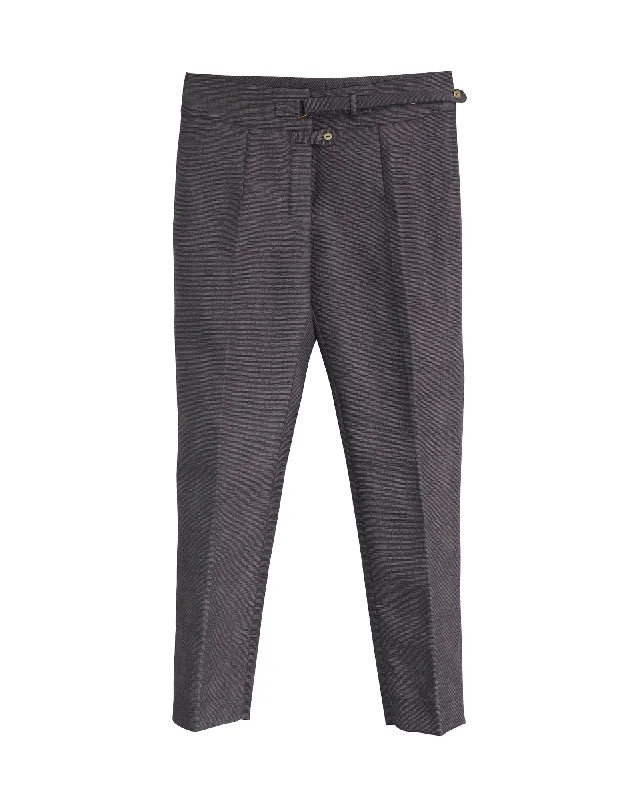 Deal Zone Yves Saint Laurent Pants Jacquard Print Pants in Grey Polyamide