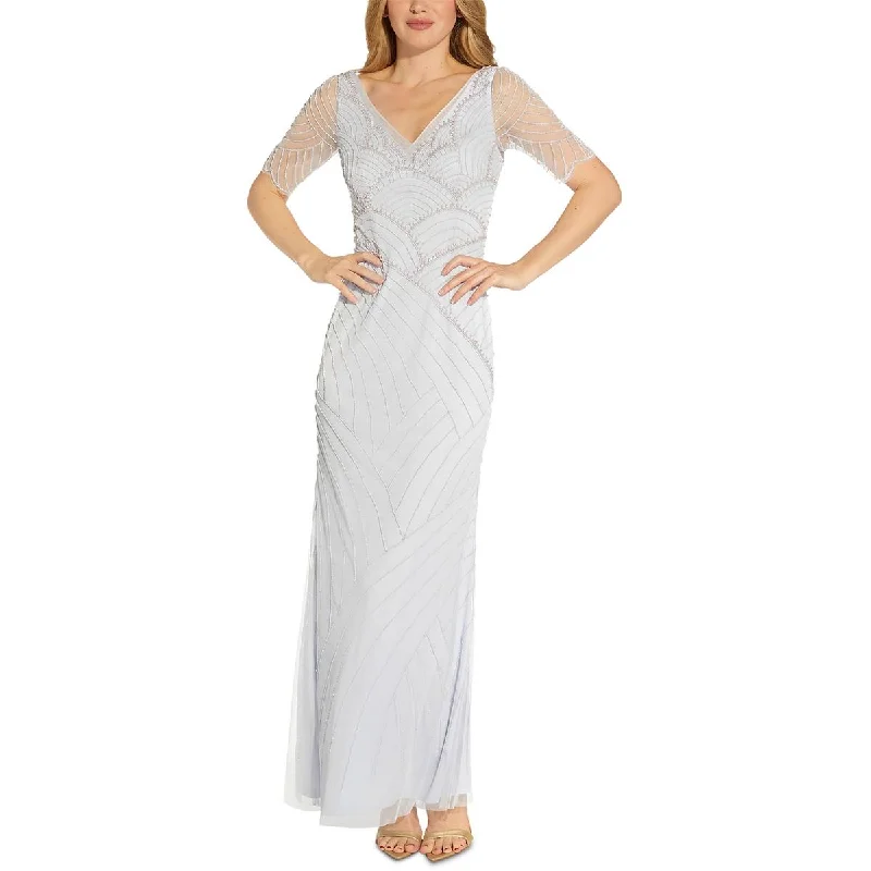 Clearance Event Adrianna Papell Womens Mesh Embellished Evening Dress