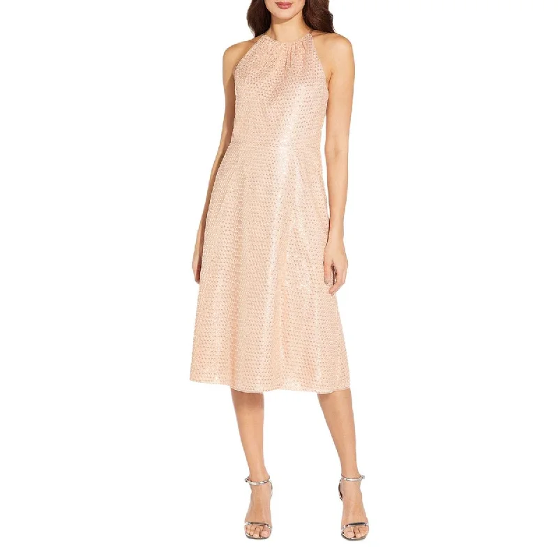 Amazing Deals Aidan by Aidan Mattox Womens Halter Sequined Cocktail and Party Dress