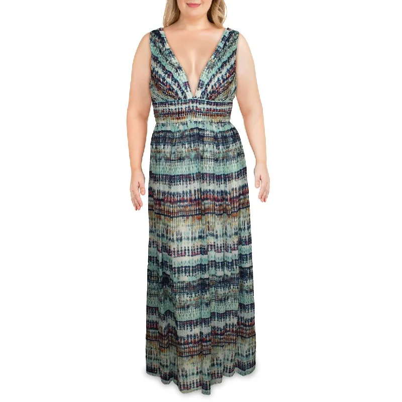 Today's Special Aidan by Aidan Mattox Womens Printed V-Neck Maxi Dress