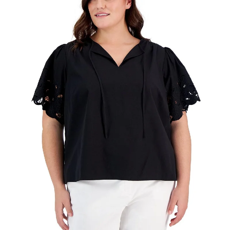 Unbeatable Prices Anne Klein Womens Plus Embroidered Cotton Blouse