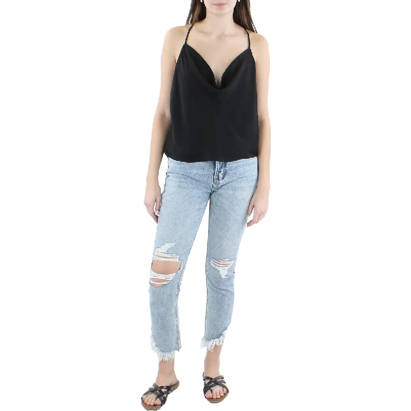 Hurry In Aqua Womens Cropped Oversized Tank Top