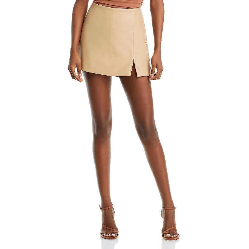 Aqua Womens Faux Leather Mini Skort