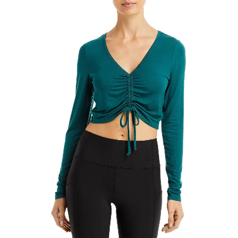 Instant Discount Aqua Womens Ruched Active Crop Top