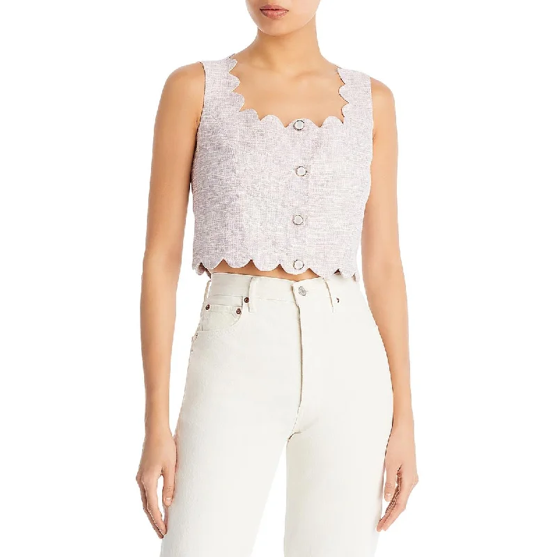 Buy More, Save More Aqua Womens Scalloped Blouse