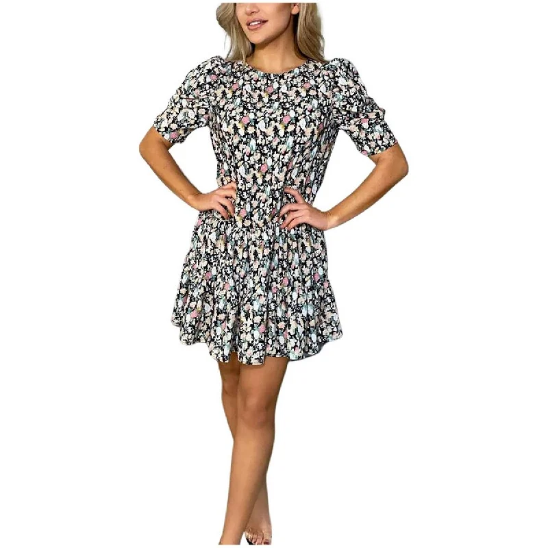 While Supplies Last Ax Paris Womens Ruffled Puff Sleeve Mini Dress