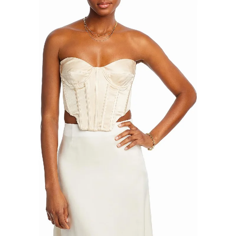Hurry In Bardot Womens Bustier Strapless Cropped
