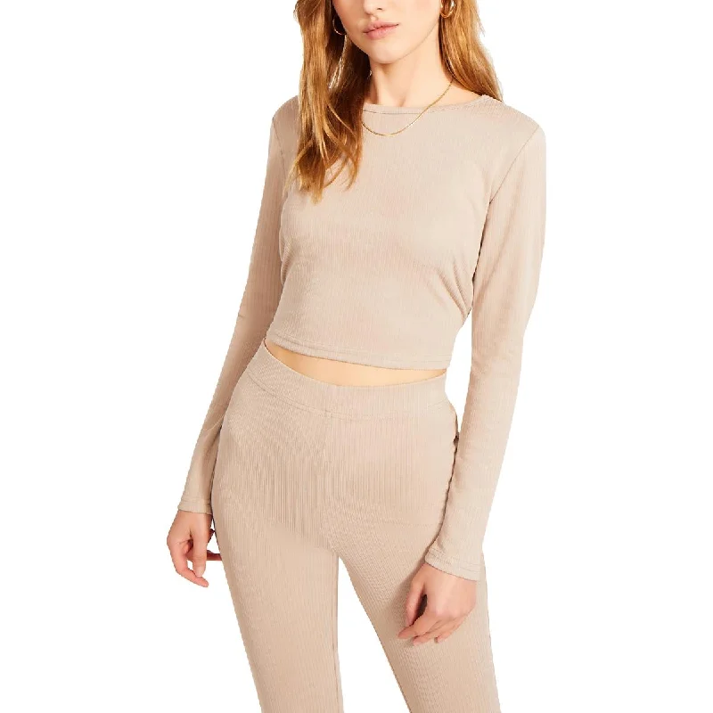 Season Finale Sale BB Dakota by Steve Madden Womens Cut-Out Long Sleeves Crop Top