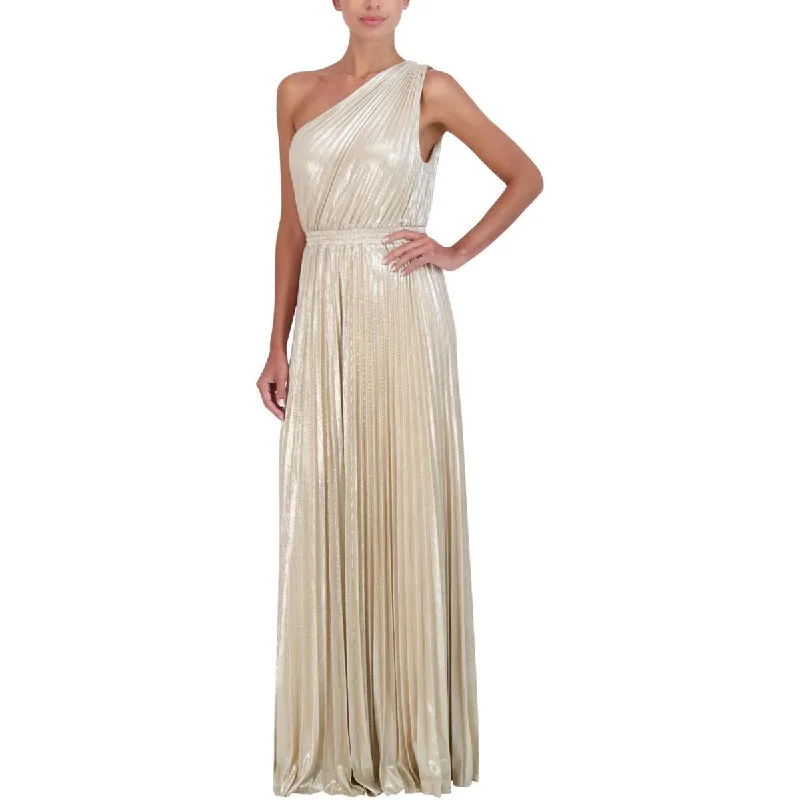 Fantastic Deals BCBG Max Azria Women's Metallic Pleated One Shoulder Gown