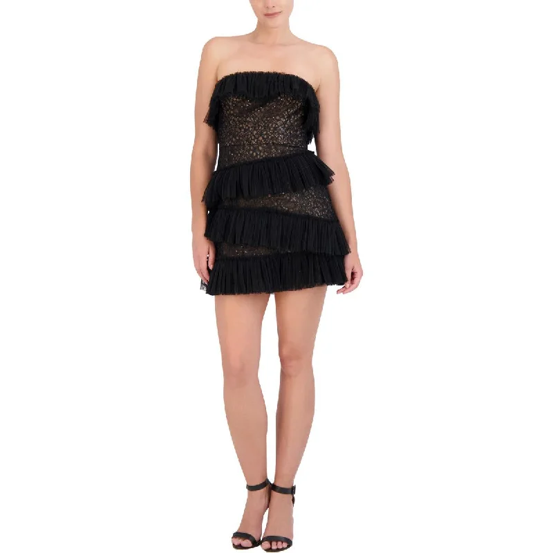 Reduced Prices BCBGMAXAZRIA Womens Lace Tiered Cocktail And Party Dress