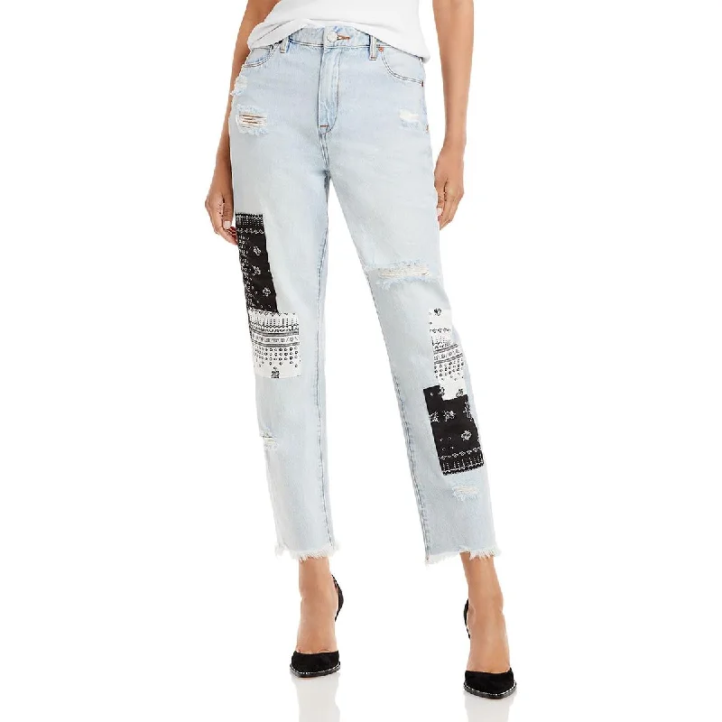 Friends and Family Sale [BLANKNYC] Womens Patchwork Cutoff Ankle Jeans