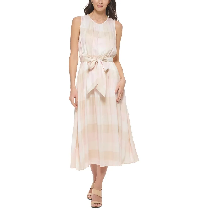 Price Blitz Calvin Klein Womens Woven Check Print Midi Dress