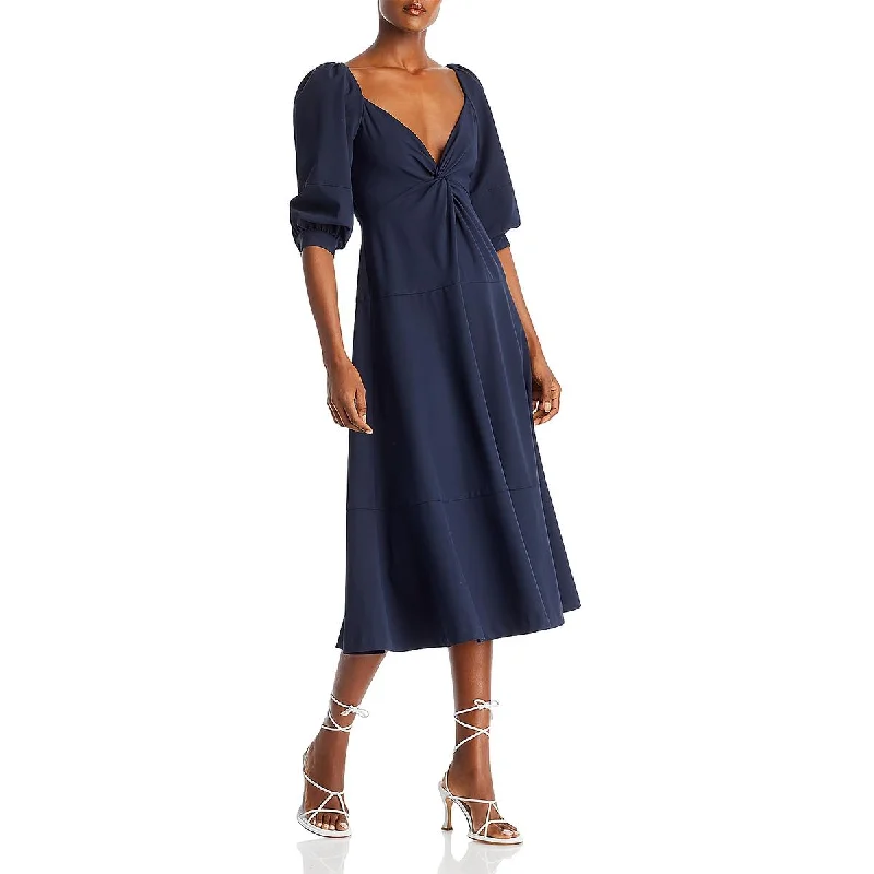 Bargain Blast Cinq a Sept Womens Kristine Knot-Front  Midi Dress