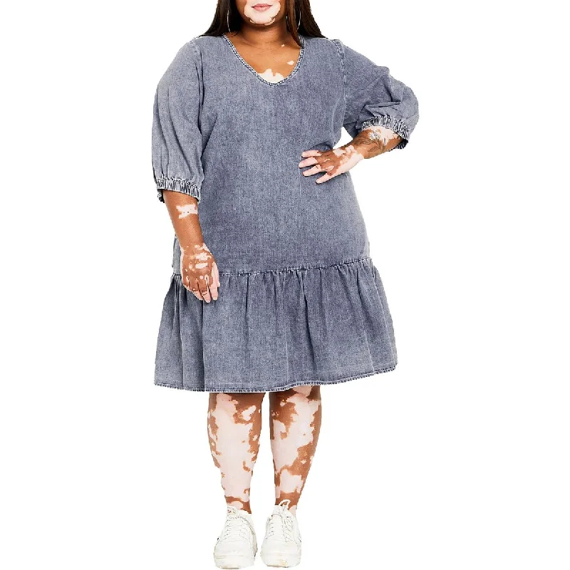 Blowout Deals City Chic Womens Plus Denim Knee Length Shift Dress