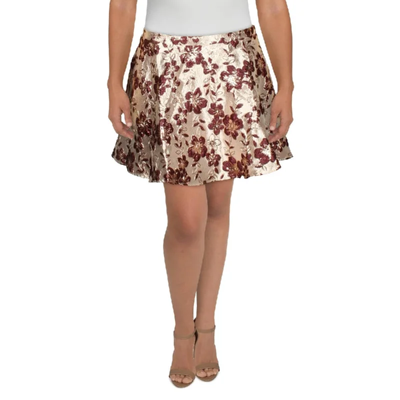 Exclusive Offers City Studios Womens Juniors Satin Floral A-Line Skirt