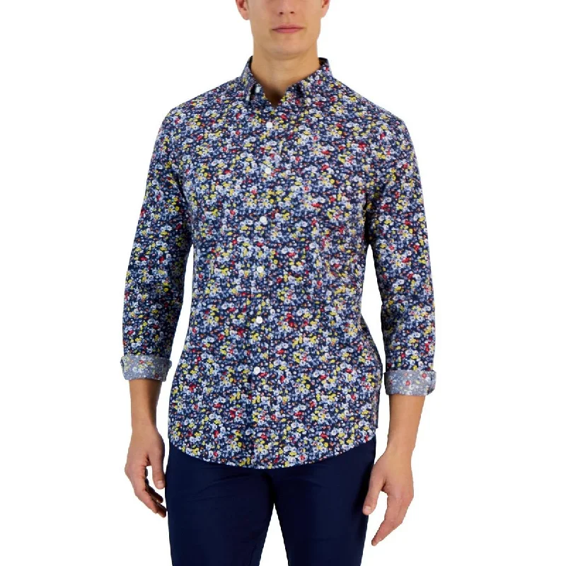Customer Appreciation Sale Club Room Mens Cotton Floral Button-Down Shirt