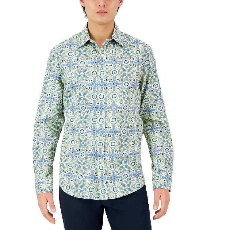 Loyalty Reward Club Room Mens Cotton Printed Button-Down Shirt