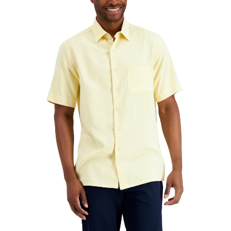 Limited Quantity Club Room Mens Silk Woven Button-Down Shirt