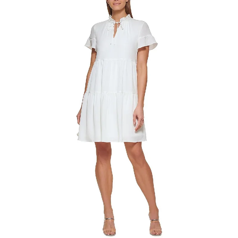 DKNY Womens Crepe Short Shift Dress