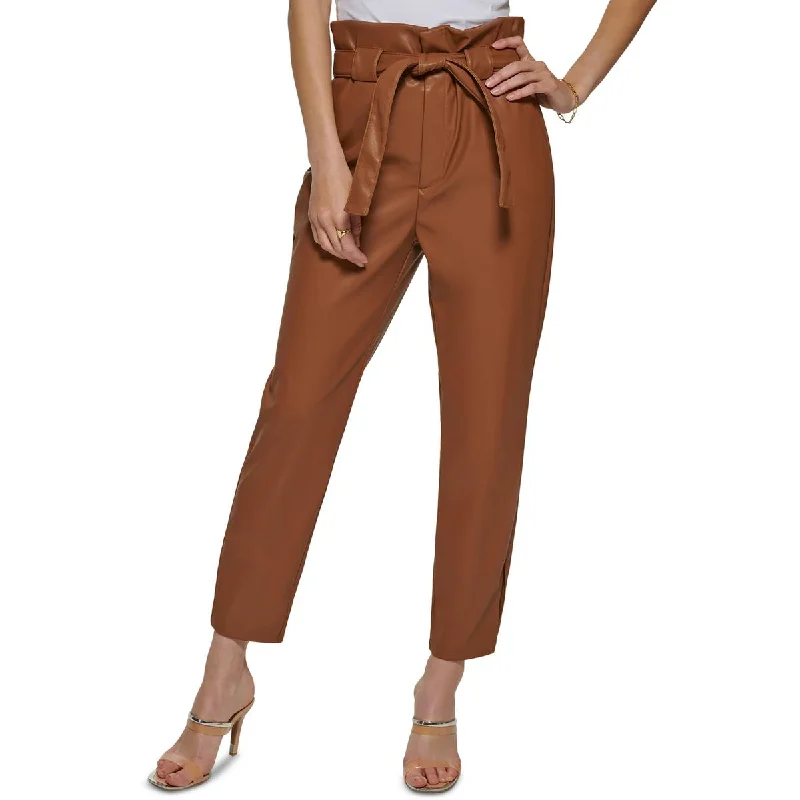 Mega Sale DKNY Womens Petites Faux Leather High Waist Trouser Pants