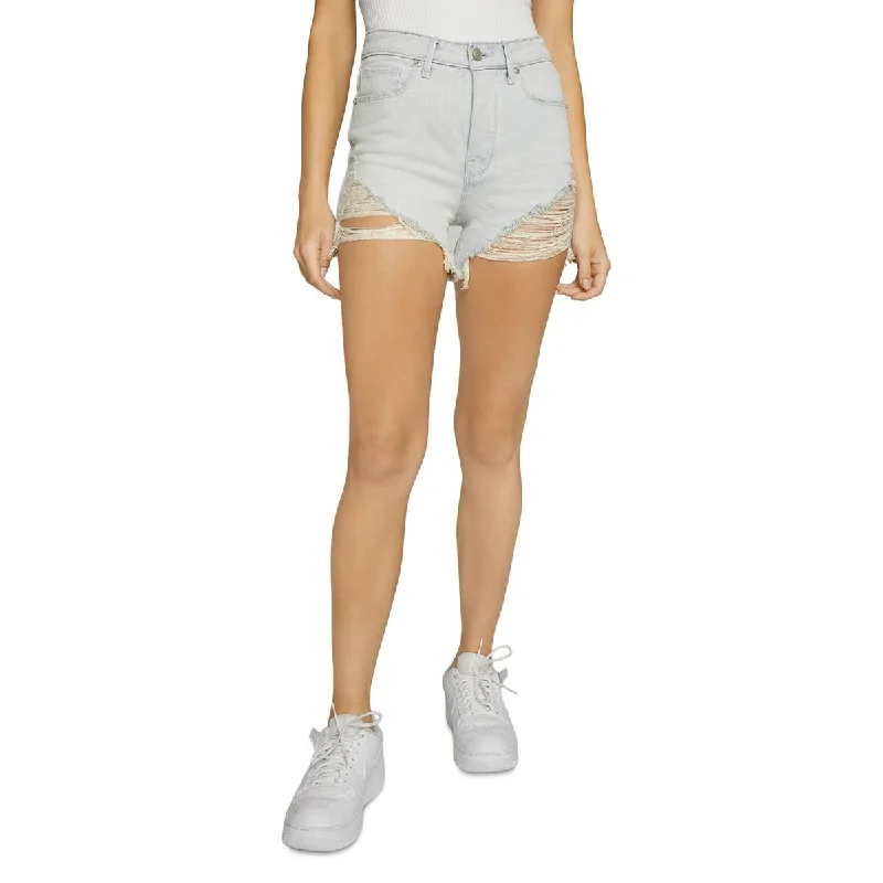 Good American Womens Bombshell Denim Frayed Hem Cutoff Shorts