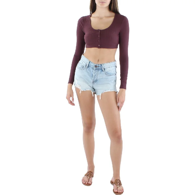 Don't Miss Hippie Rose Womens Juniors Cardigan Long Sleeve Cropped