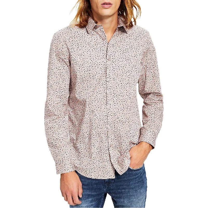 INC Mens Cotton Printed Button-Down Shirt