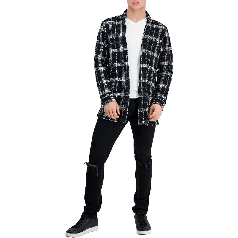 Markdown Madness INC Mens Plaid Lightweight Shirt Jacket