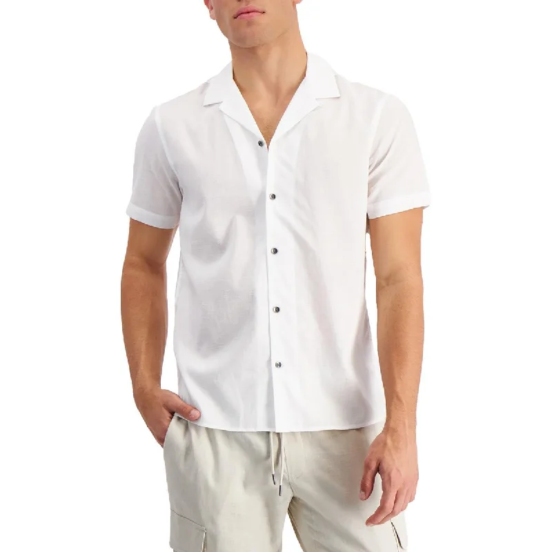Unmissable Offer INC Mens Textured Collared Button-Down Shirt