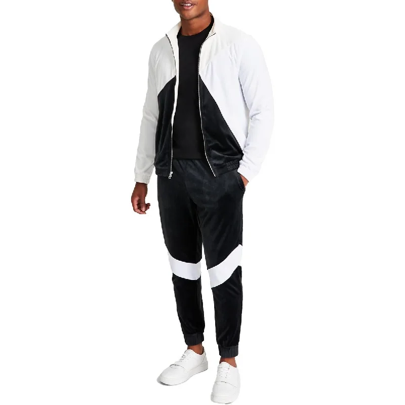 INC Mens Velour Colorblock Track Jacket