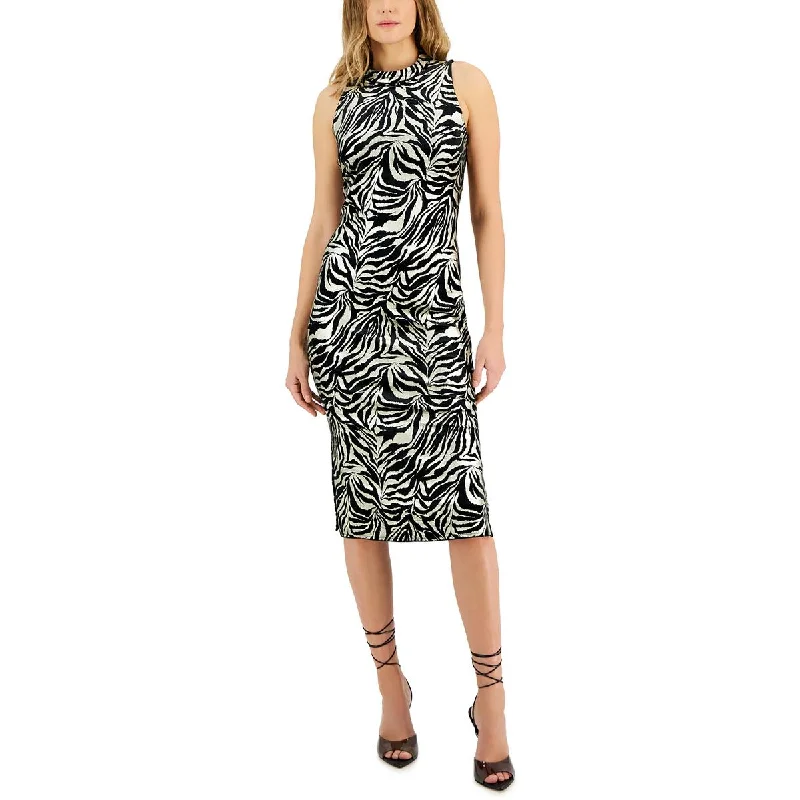 Savings Alert INC Womens Foiled Midi Sheath Dress