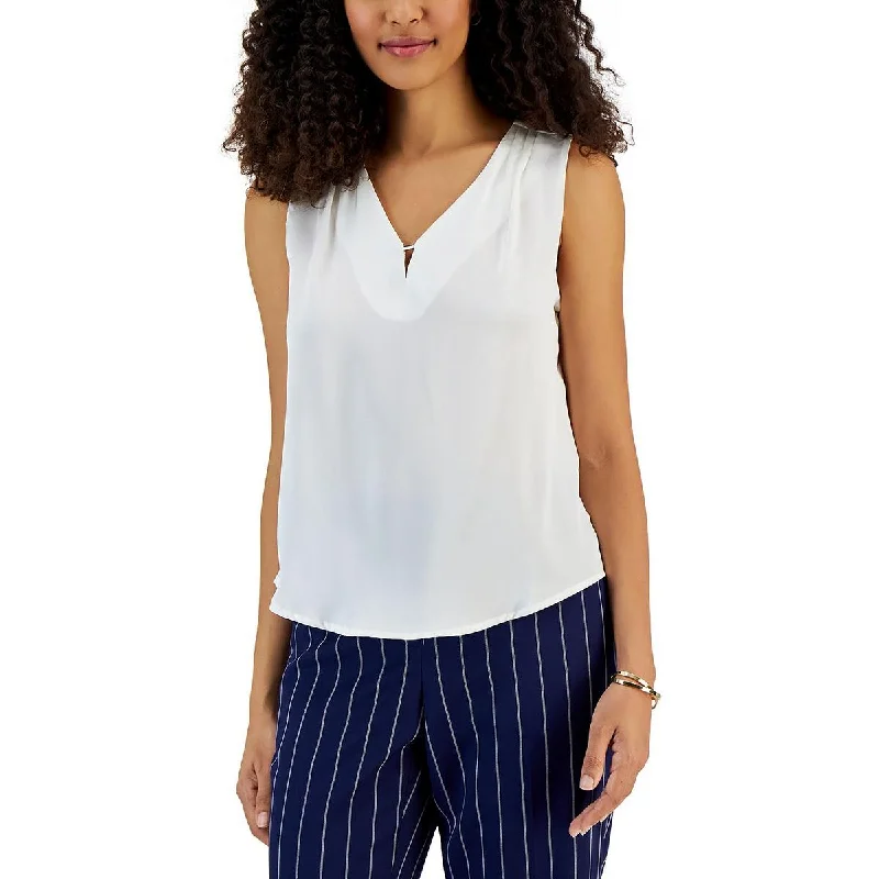 Special Price Kasper Womens Petites Pleated Sleeveless Blouse