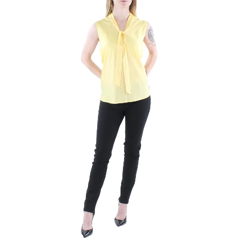 Major Savings Kasper Womens Petites Satin Tie Neck Blouse