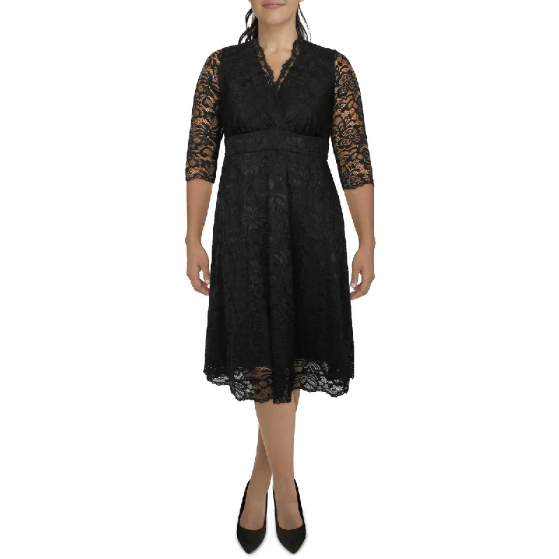Midnight Sale Kiyonna Womens Plus Lace Midi Cocktail And Party Dress