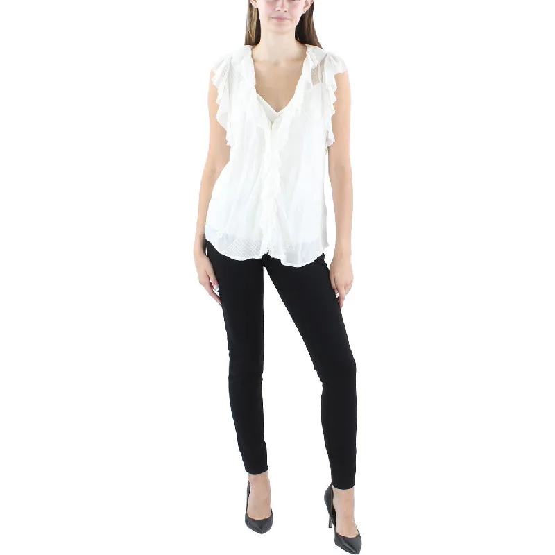 Midnight Madness Lauren Ralph Lauren Womens Ruffled Button Front Blouse