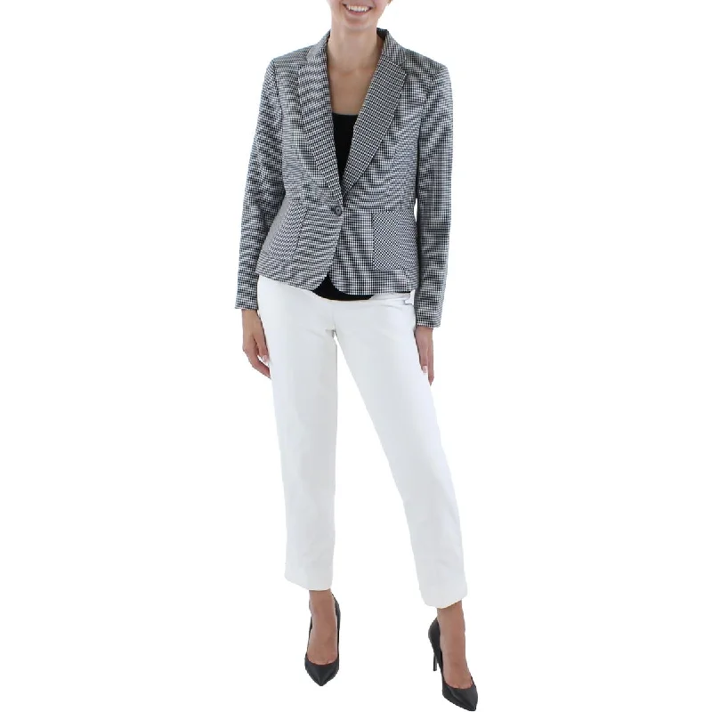Buy Now Le Suit Womens Petites Houndstooth Notch Collar One-Button Blazer