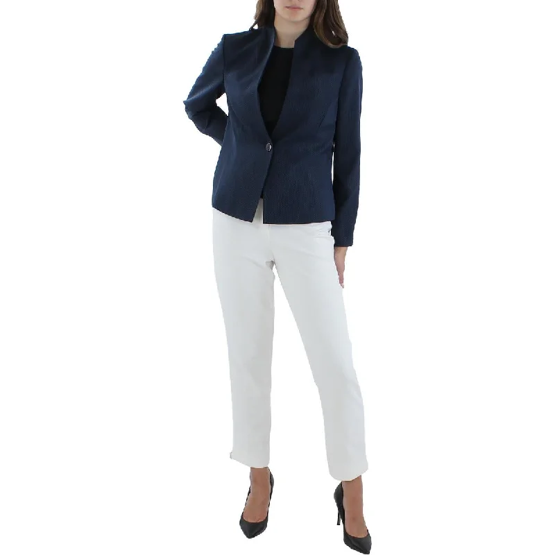 Reduced Prices Le Suit Womens Petites Polka Dot Knit One-Button Blazer