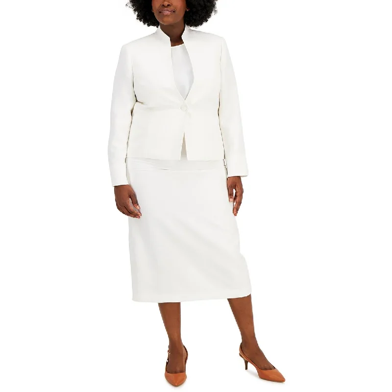 Limited Availability Le Suit Womens Plus Woven Long Sleeves One-Button Blazer
