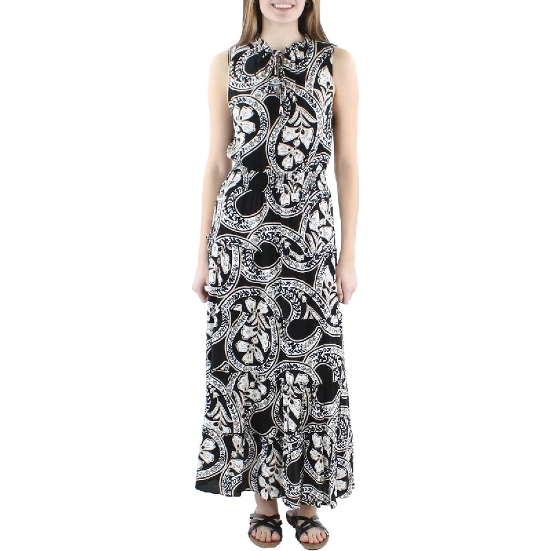 MSK Womens Sleeveless Printed Midi Dress