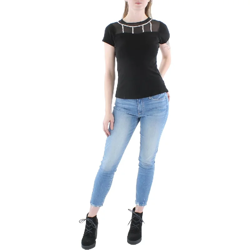 Massive Deals NY Collection Womens Petites Crepe Rhinestone Pullover Top